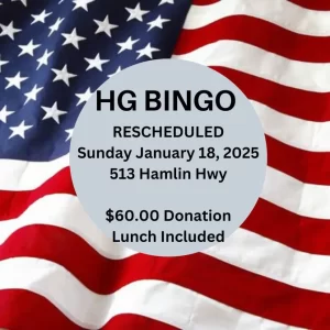 HG BINGO- RESCHEDULED TO Jan 18, 2026