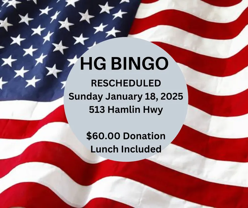 HG BINGO- RESCHEDULED TO Jan 18, 2026